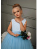 Sky Blue Sequin Tulle Flower Girl Dress